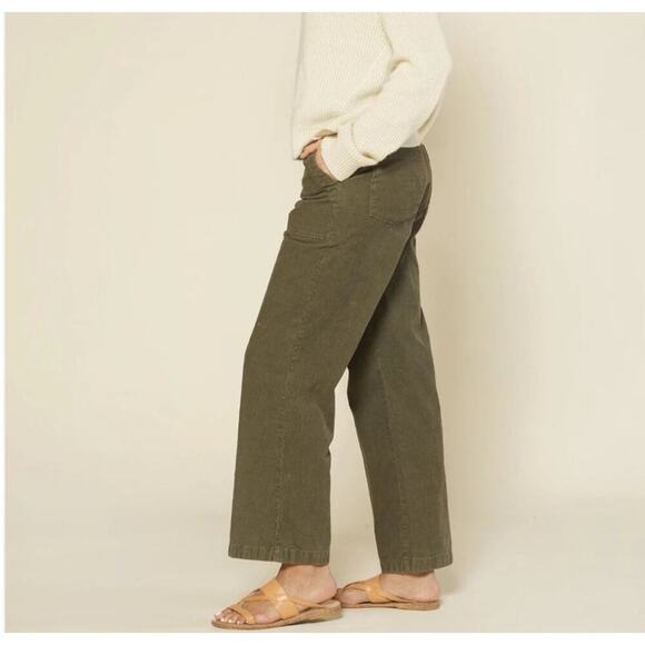 Outerknown Women’s Corduroy Pants Olive Green 31 Front Pockets Straight Leg - Picture 1 of 9